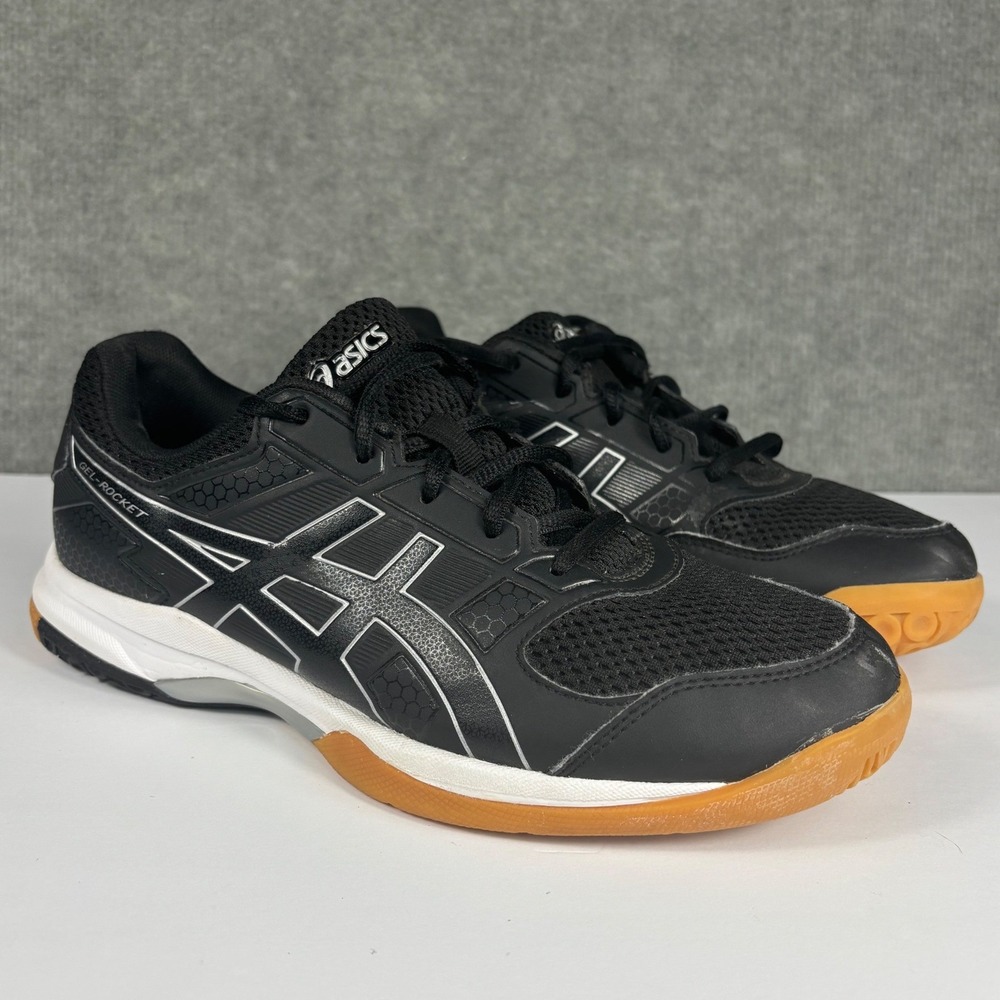 Asics Gel-Rocket 8 Volleyball Shoes Black Silver Gum Sole 8.5 Womens B756Y